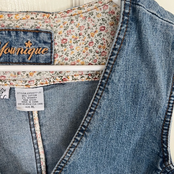 Vintage Y2K Blue Denim Button-Up Vest Cotton Blend - Picture 6 of 10
